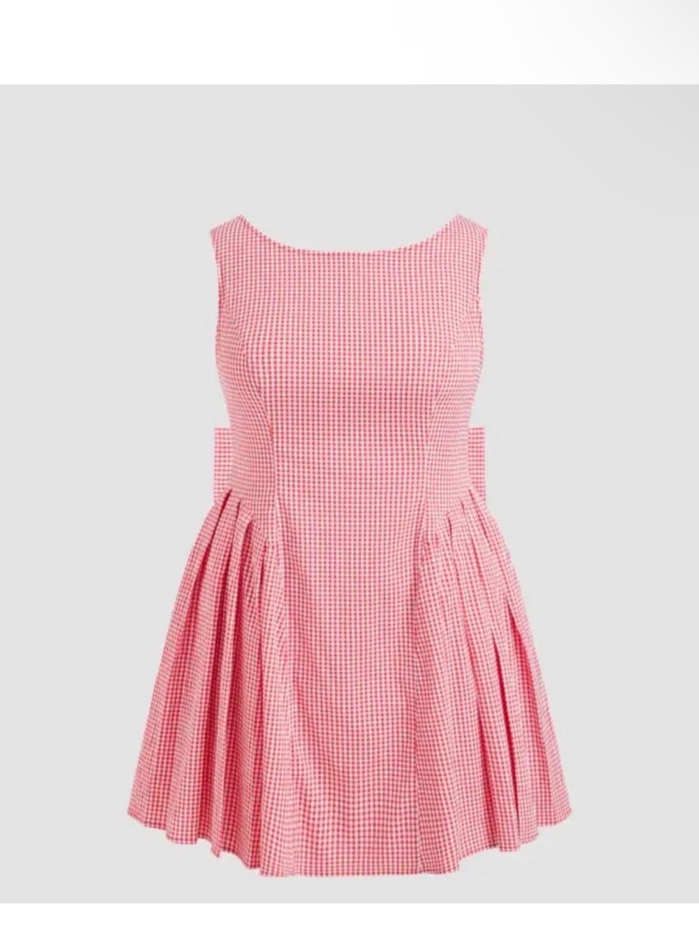 Cider Pink Gingham Sleeveless Pleated Mini Dress